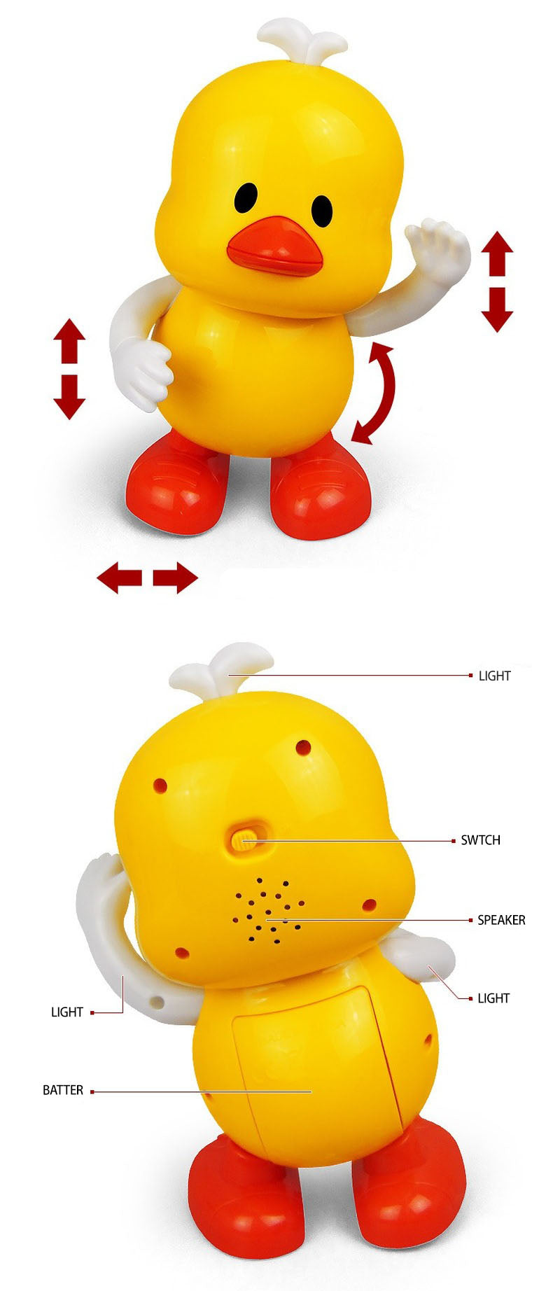 Singing Dancing Swinging Yellow Little Duck Figures Toy Electric LED Light Music Robot Children Entertainment Toy
