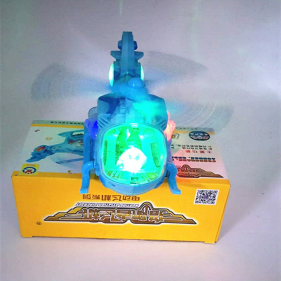 Electric Fighter Aircraft Children Music Flashing Wing Rotation Helicopter Toy For Kids