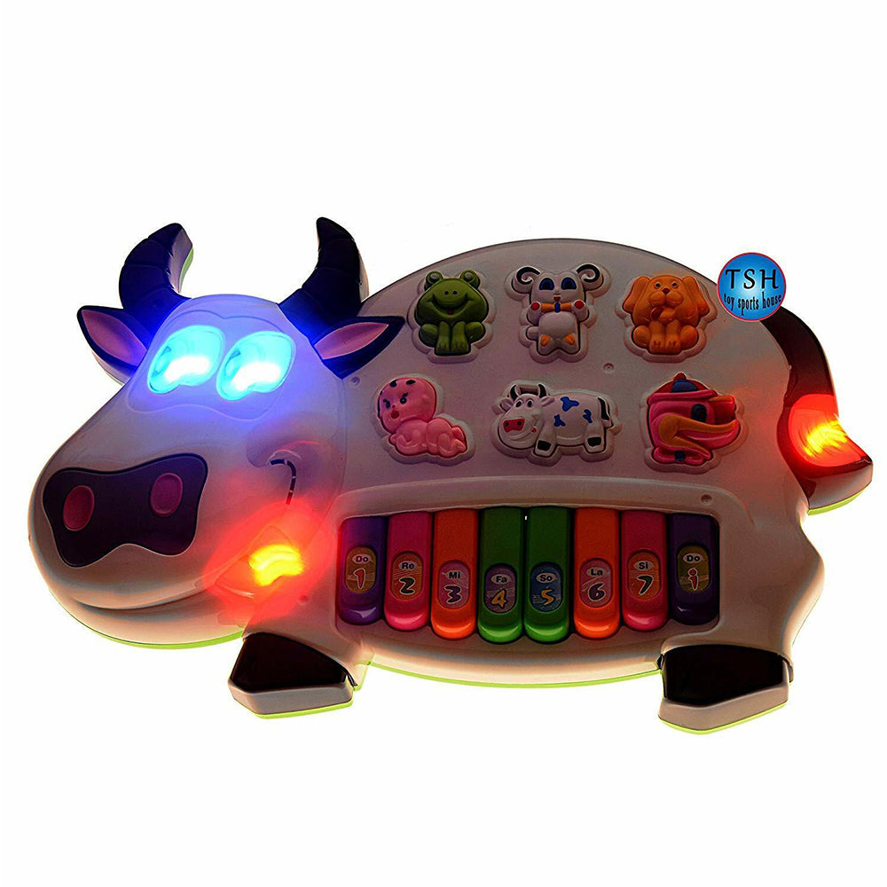 Cow Piano Interactive Kids Toy Animals Sounds & Lights Play Toy