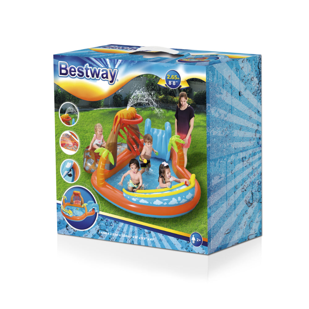 2.65M X 2.65M X 1.04M Bestway 53069 Lava Lagoon Play Centre Safe Inflatable Marine Ball Paddling Pool