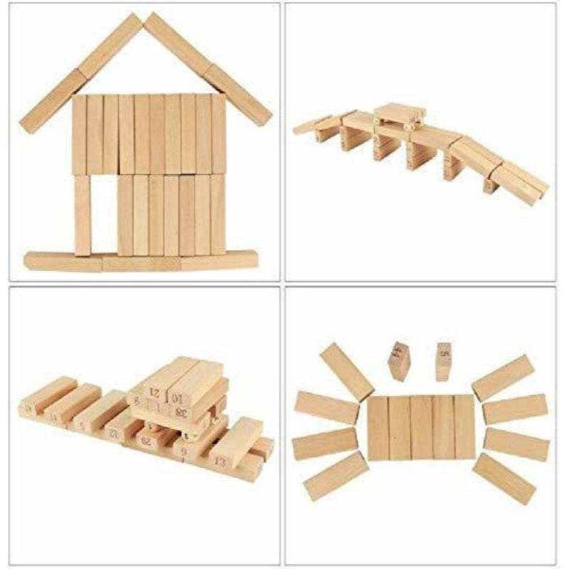 Classic Plain Jenga Wooden Puzzle Blocks Stacking Game 48 Pcs For Toddlers