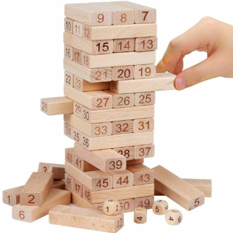 Classic Plain Jenga Wooden Puzzle Blocks Stacking Game 48 Pcs For Toddlers