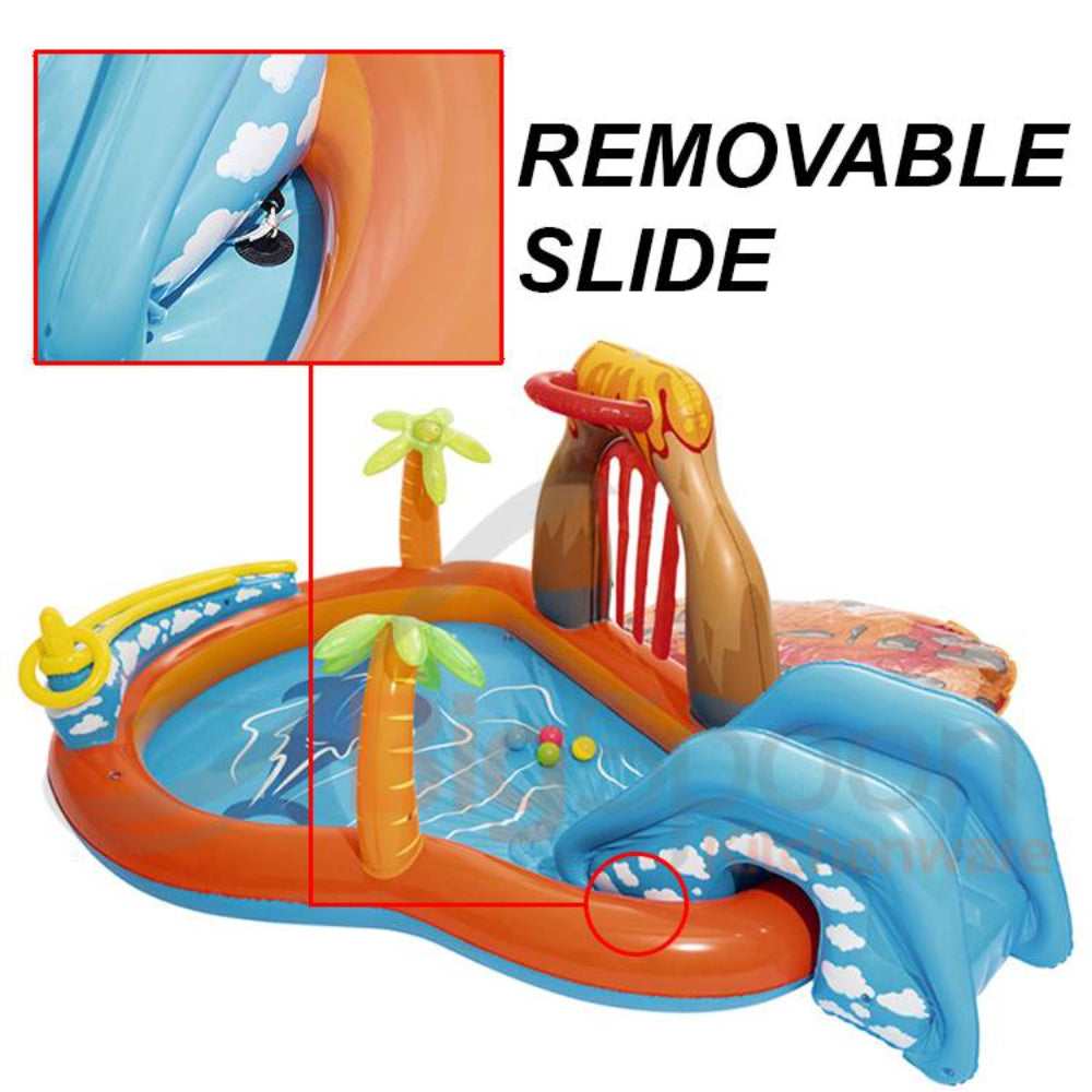 2.65M X 2.65M X 1.04M Bestway 53069 Lava Lagoon Play Centre Safe Inflatable Marine Ball Paddling Pool