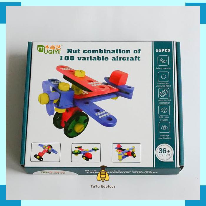 Nuts Bolts 100 Variations Aircraft Assemble Educational Kids Toys