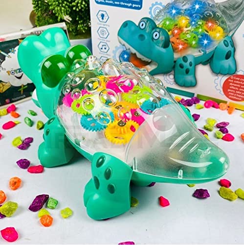 Electric Crocodile Transparent Concept Gear Crocodile Universal Wheel Gear Rotation Vehicle With Music LED Flashing Toy