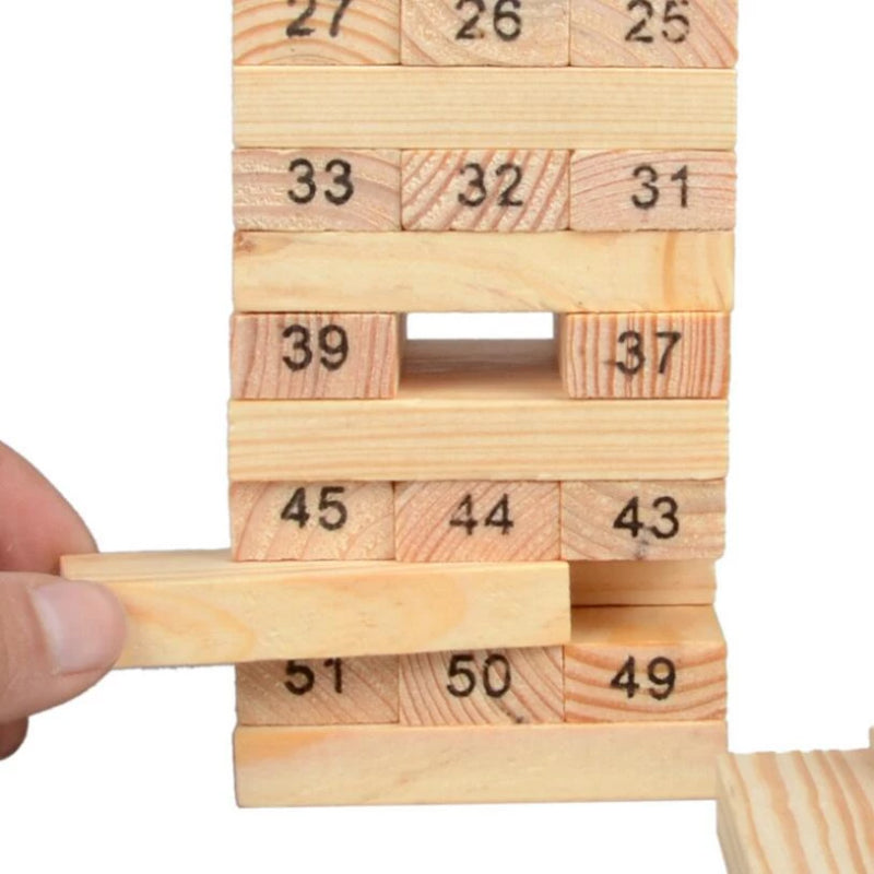 Classic Plain Jenga Wooden Puzzle Blocks Stacking Game 48 Pcs For Toddlers
