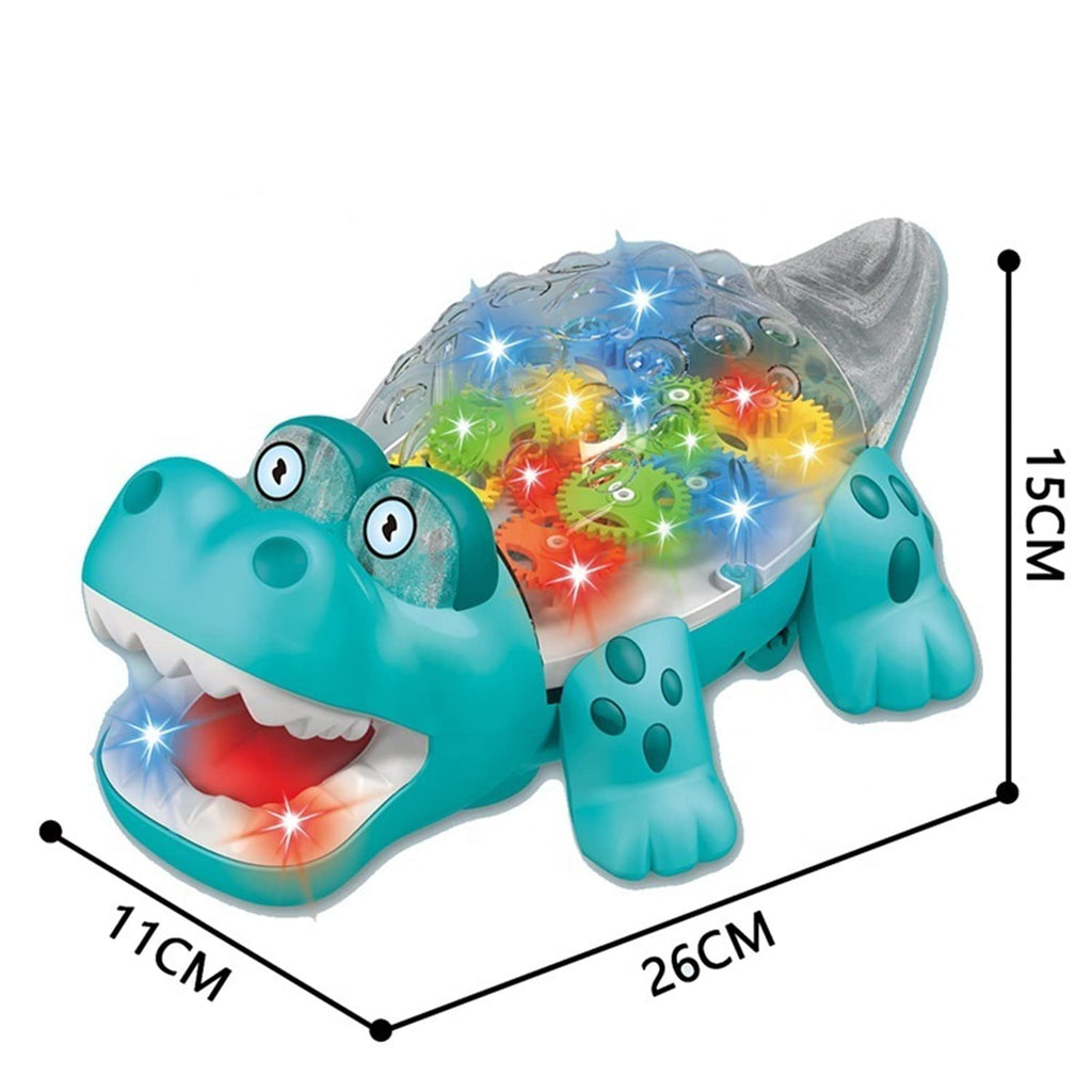 Electric Crocodile Transparent Concept Gear Crocodile Universal Wheel Gear Rotation Vehicle With Music LED Flashing Toy