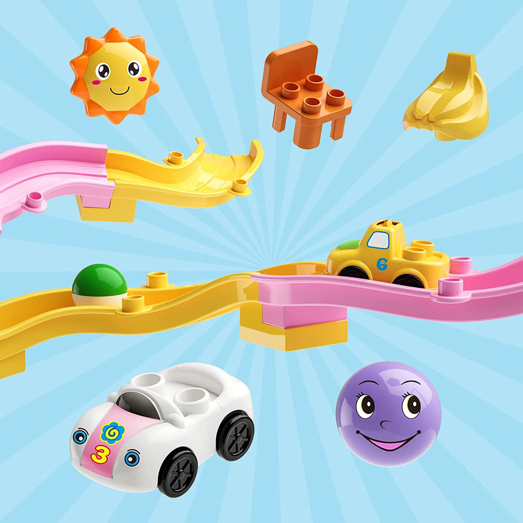 Two-In-One Design Small Colorful Coaster Track Building Blocks For Kids