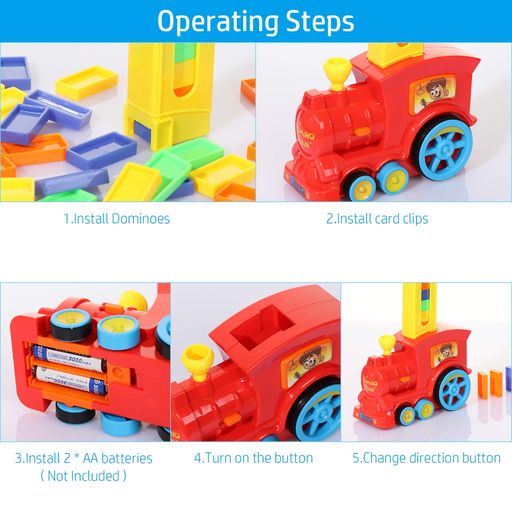 Domino Train Set Bricks Building Stacking Toy for Kids