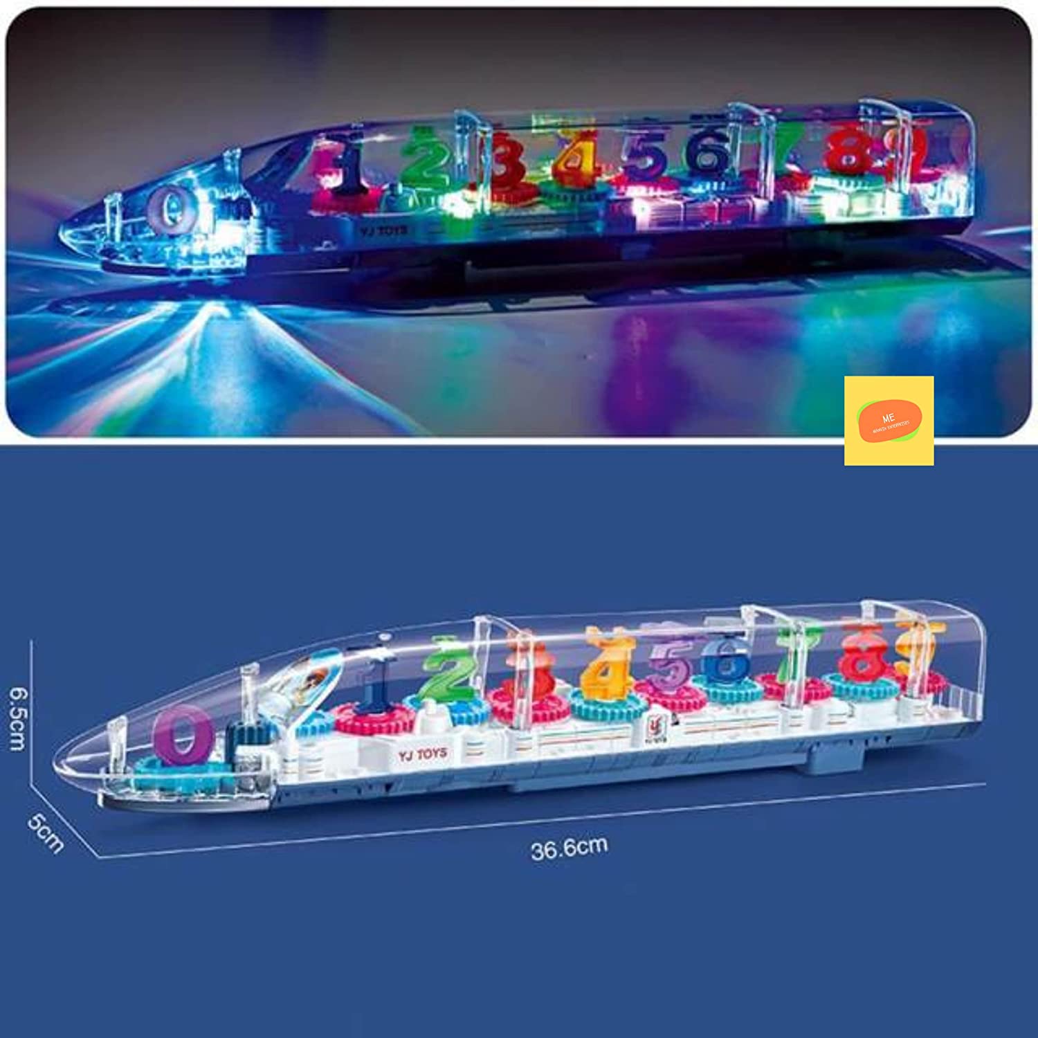Transparent Gear Train Toy For Kids With Music 3D Lights And Sound, Bump N Go Action, Musical Electric Train Toy For Kids