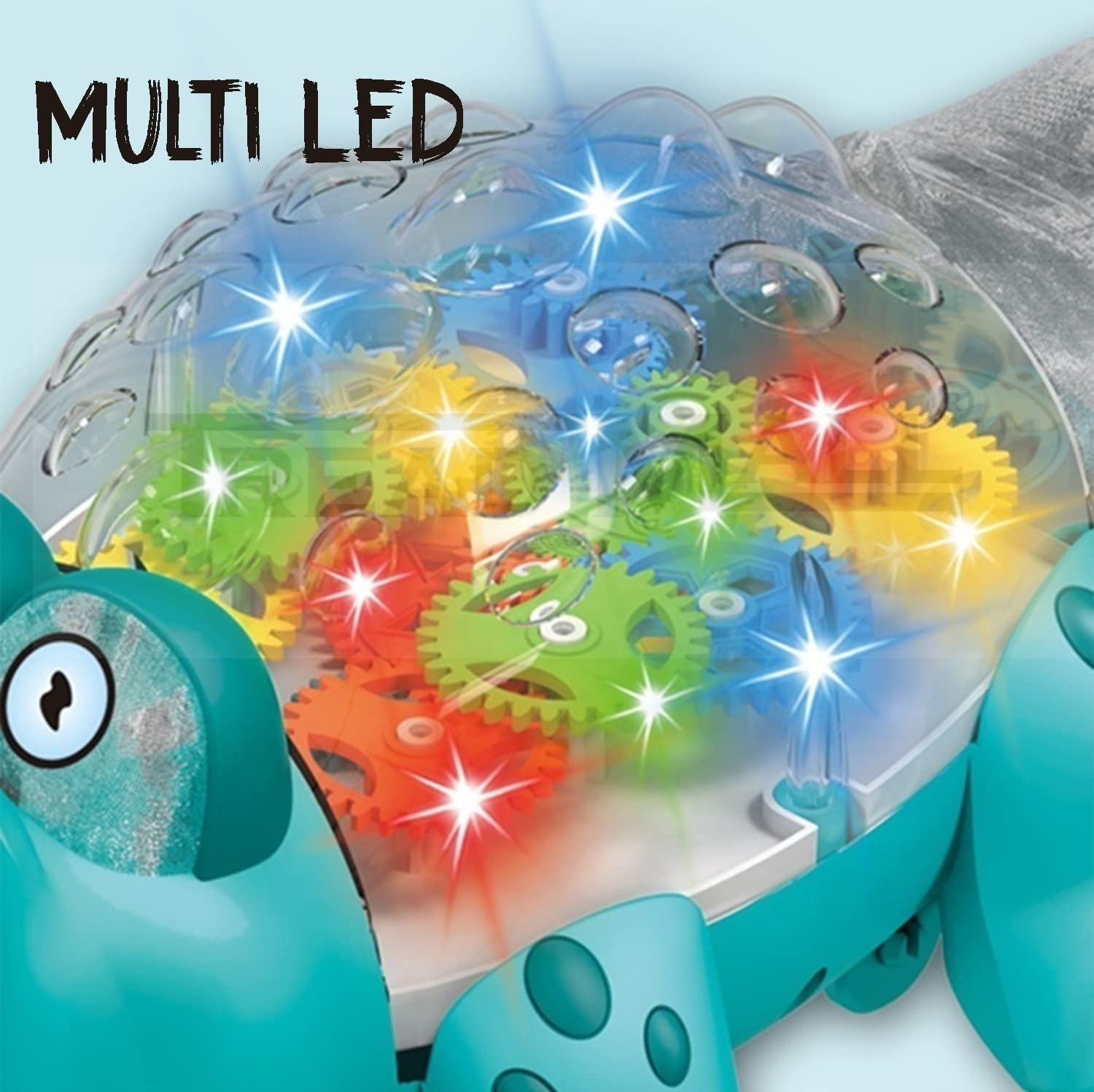 Electric Crocodile Transparent Concept Gear Crocodile Universal Wheel Gear Rotation Vehicle With Music LED Flashing Toy