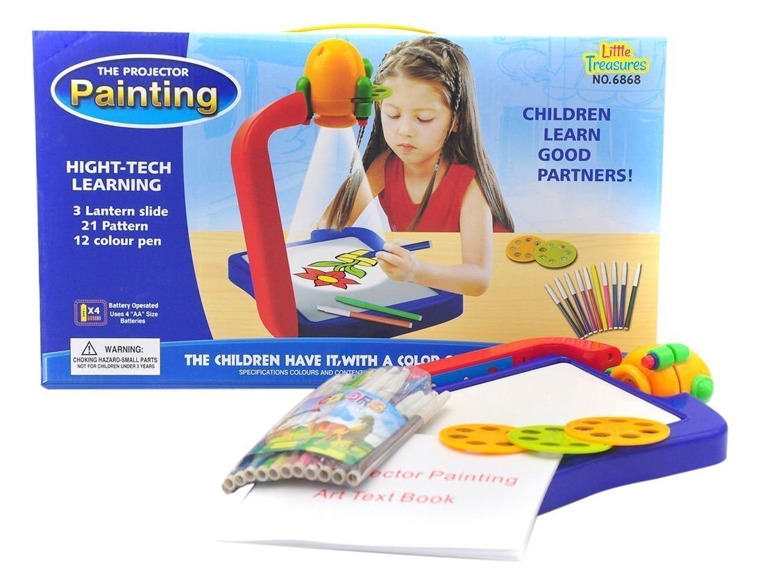 Projector Painting Activity Toy Learning Kit With Changeable Slides And 21 Shades Paper Book