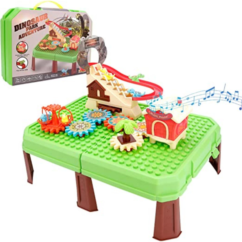 Colorful Building Blocks Dinosaur Adventure Park Activity Table Toy