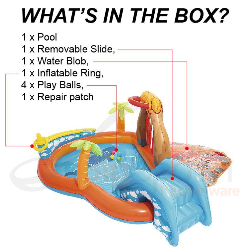 2.65M X 2.65M X 1.04M Bestway 53069 Lava Lagoon Play Centre Safe Inflatable Marine Ball Paddling Pool