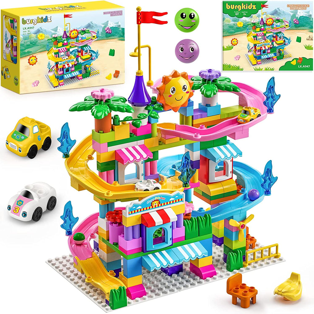 Two-In-One Design Small Colorful Coaster Track Building Blocks For Kids