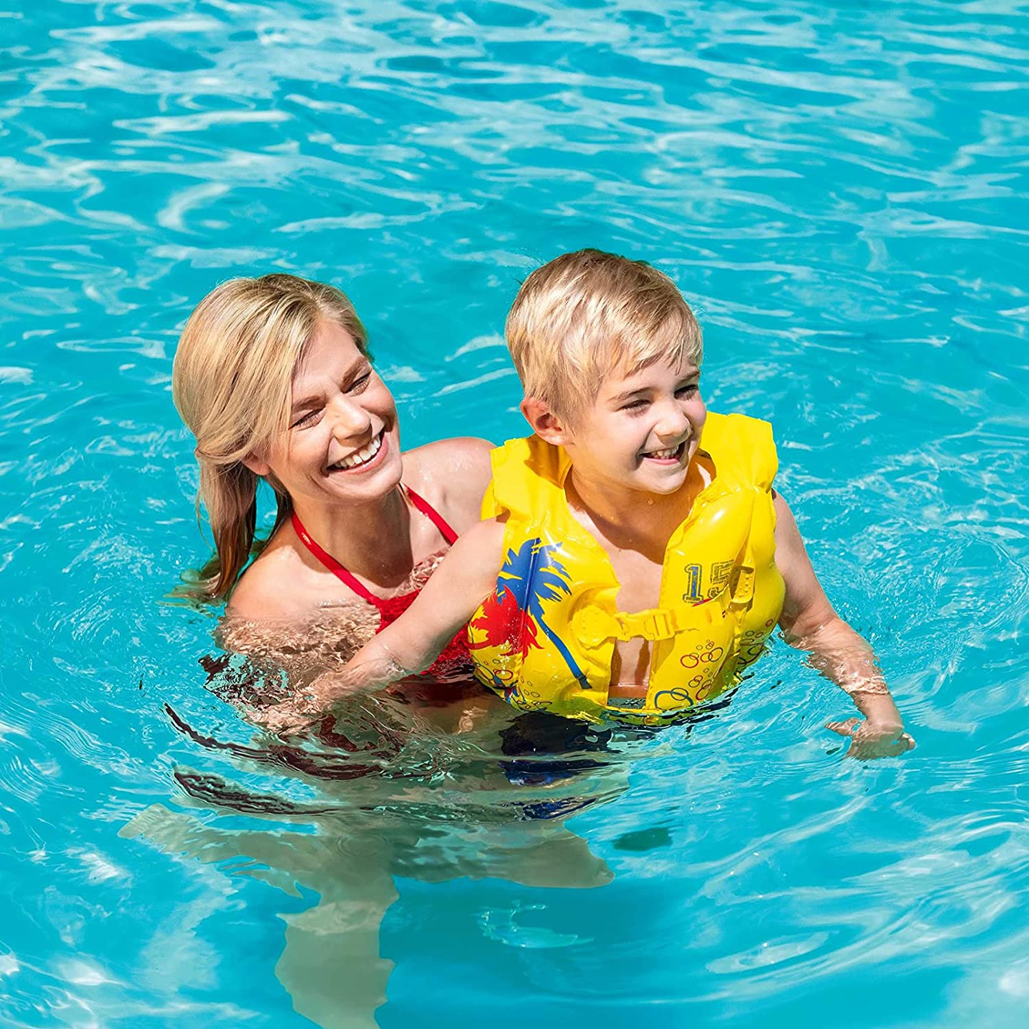 Bestway 32069 Inflatable Tropical-Print Swim Vest Yellow