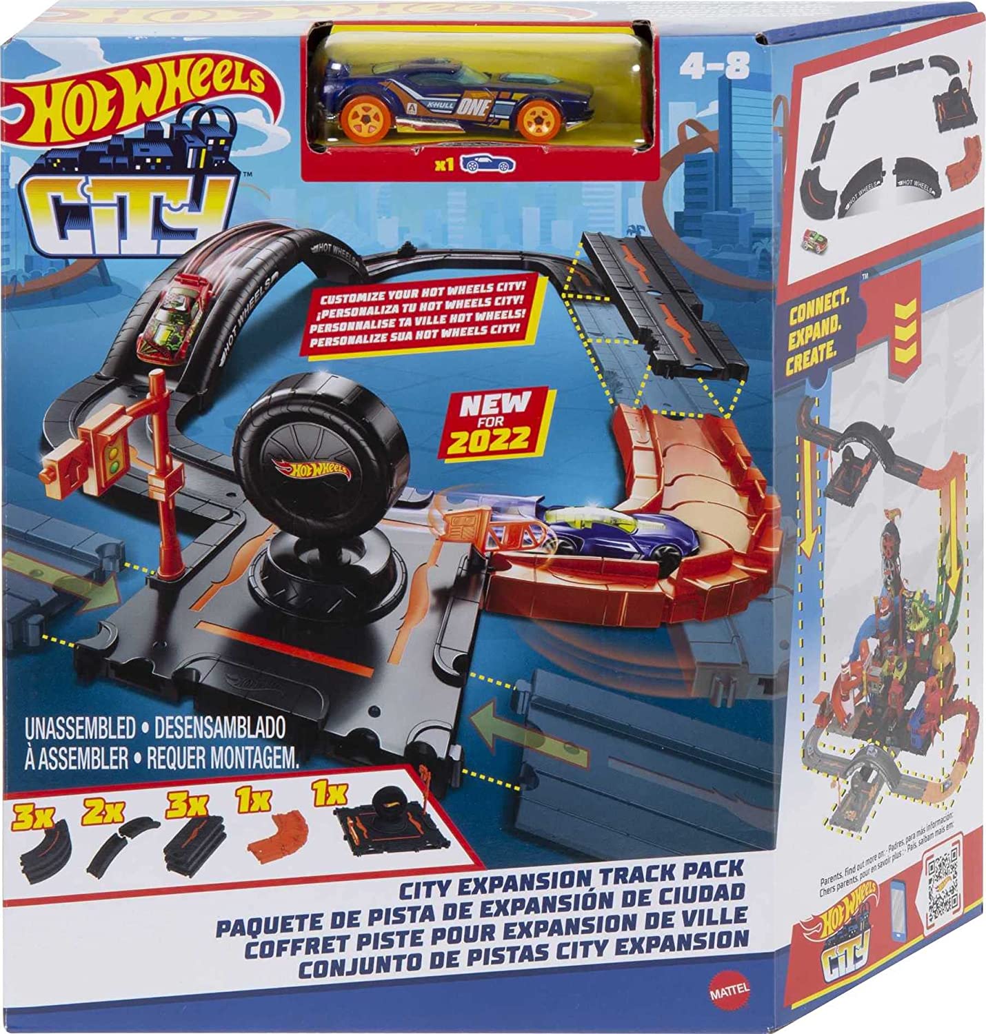 Hot Wheels City Expansion Track Pack 10 Piece Set To Build A Cityscape Toy For Kids