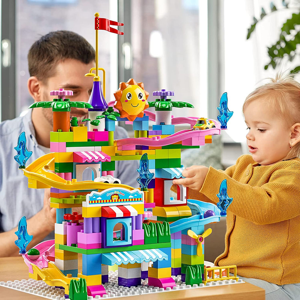 Two-In-One Design Small Colorful Coaster Track Building Blocks For Kids