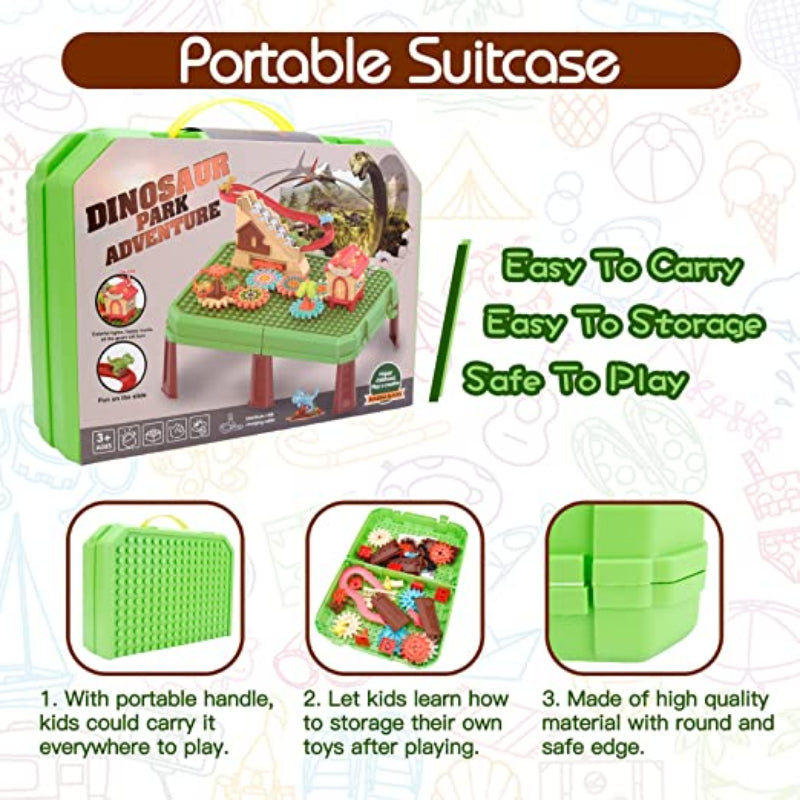 Colorful Building Blocks Dinosaur Adventure Park Activity Table Toy