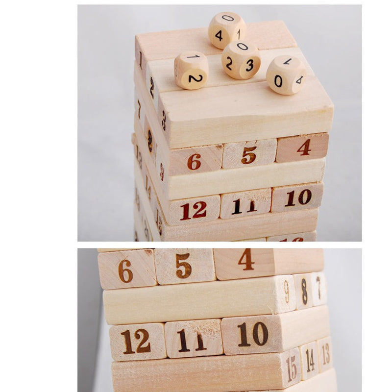 Classic Plain Jenga Wooden Puzzle Blocks Stacking Game 48 Pcs For Toddlers