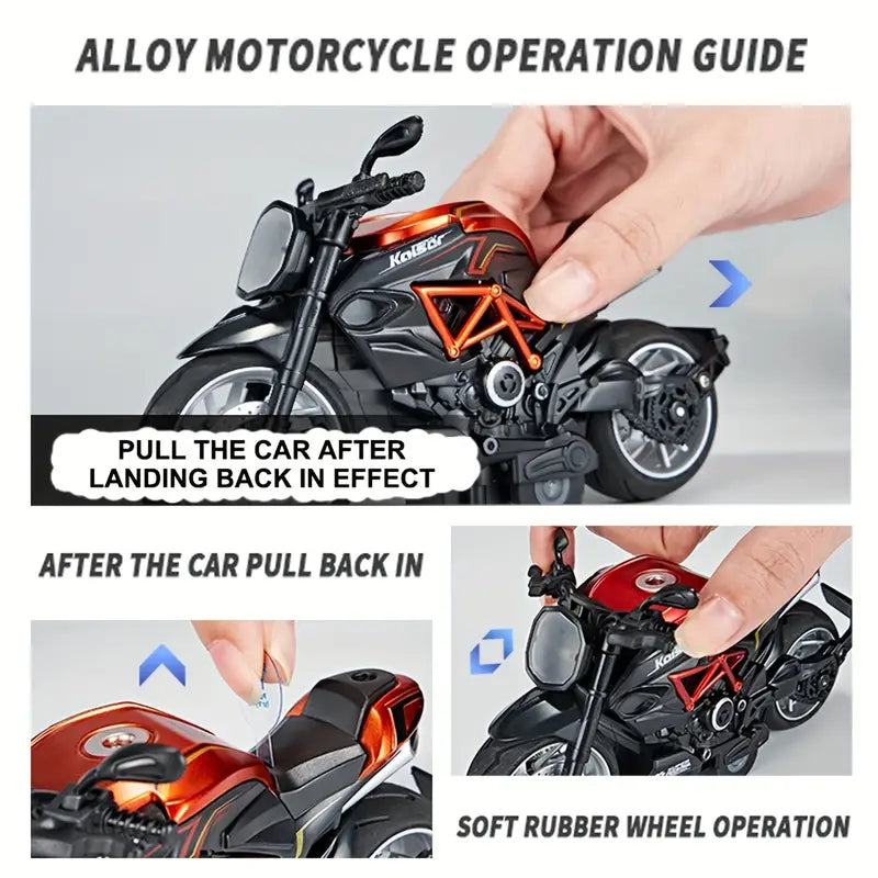 1:12 Alloy Series Classic Racing Pull Back Sports Bike With Flashing Lights And Sounds