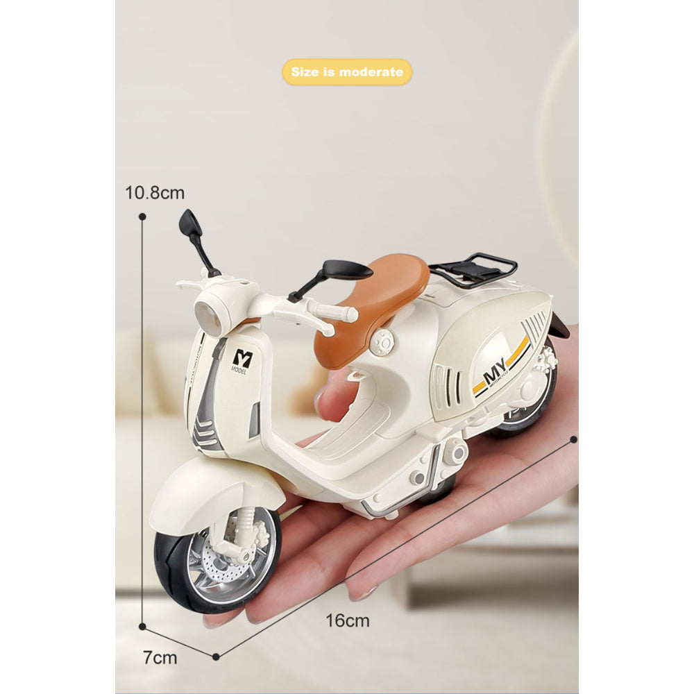 1/10 Alloy Mini Retro Diecast Model Classic Street Motorcycle Toy With Sound And Lights