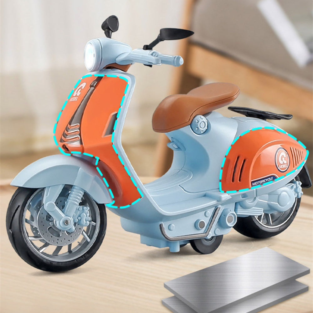 1/10 Alloy Mini Retro Diecast Model Classic Street Motorcycle Toy With Sound And Lights