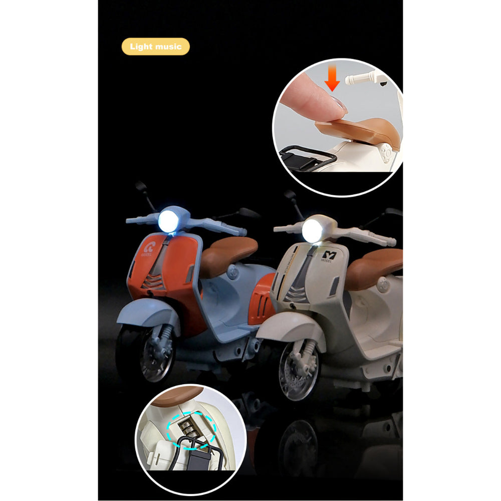 1/10 Alloy Mini Retro Diecast Model Classic Street Motorcycle Toy With Sound And Lights