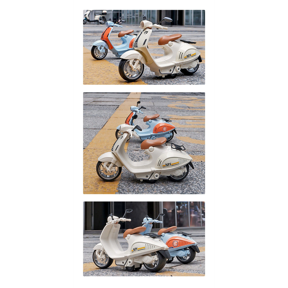 1/10 Alloy Mini Retro Diecast Model Classic Street Motorcycle Toy With Sound And Lights
