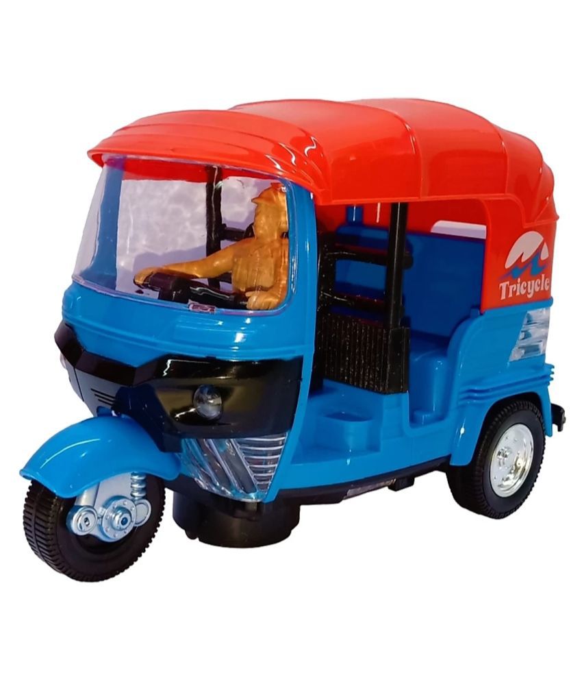 Bump & Go Auto Rickshaw Toy with Sound & Flashing Light for Kids