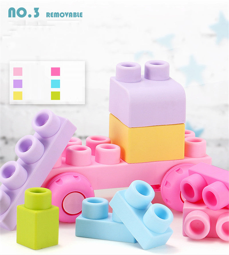 Baby Soft Plastic Large Size Particle Bricks Compatible Touch Hand Teethers Blocks DIY Rubber Building Block Education Toy