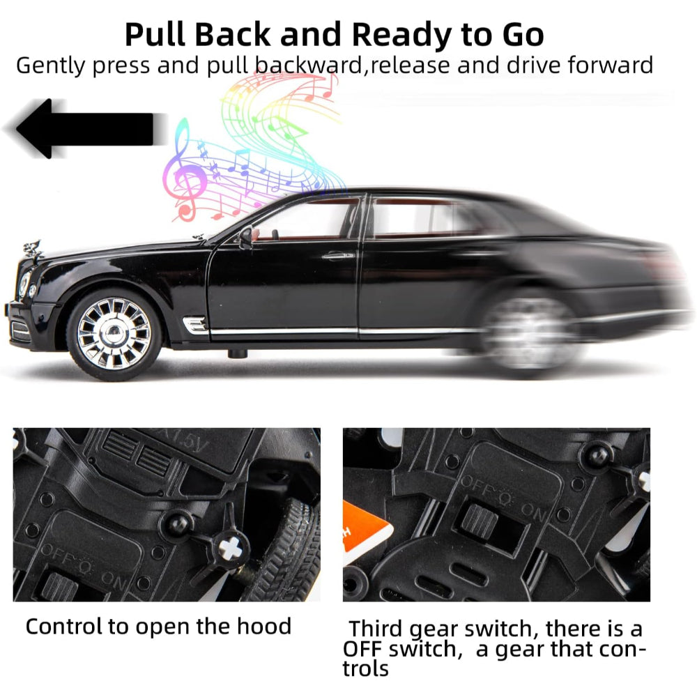 1:24 Bentley Mulsanne Alloy Die-Cast Model Car With Sound & Light