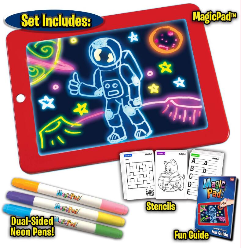Kids 3D Magic Pad LED Writing Magic Board With Pen Brush