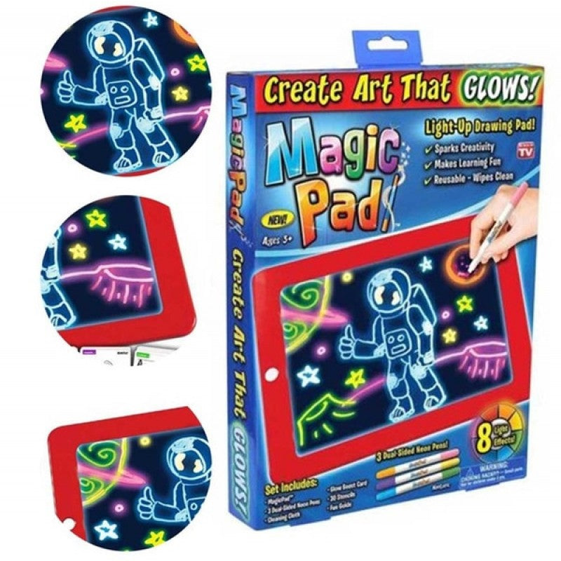 Kids 3D Magic Pad LED Writing Magic Board With Pen Brush