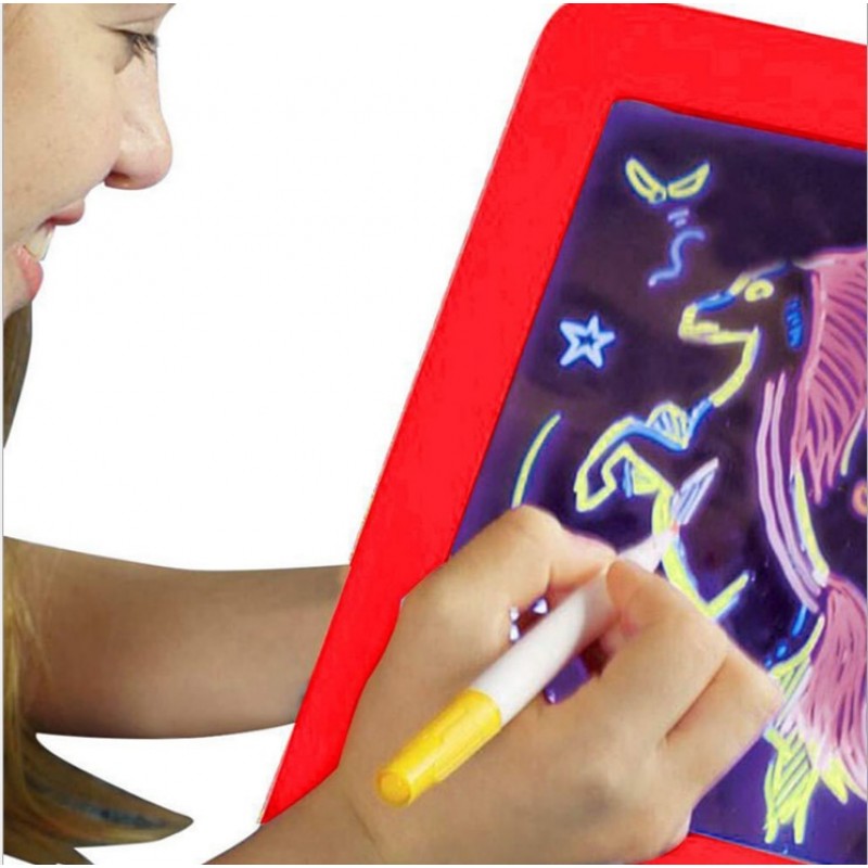 Kids 3D Magic Pad LED Writing Magic Board With Pen Brush