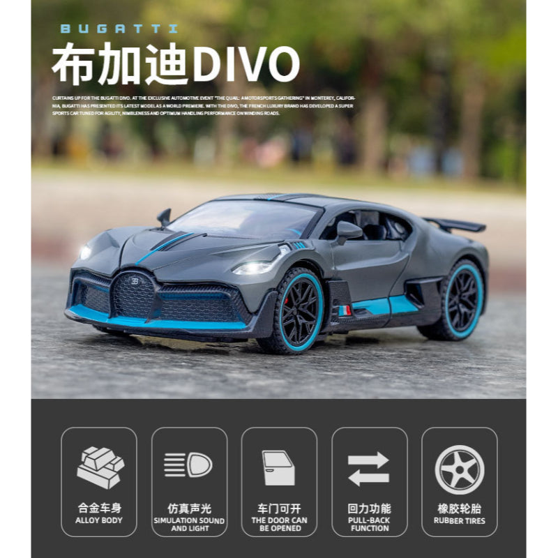 Bugatti Divo Paint New Color Alloy Die-casting Sound and Light Sports Toy Car