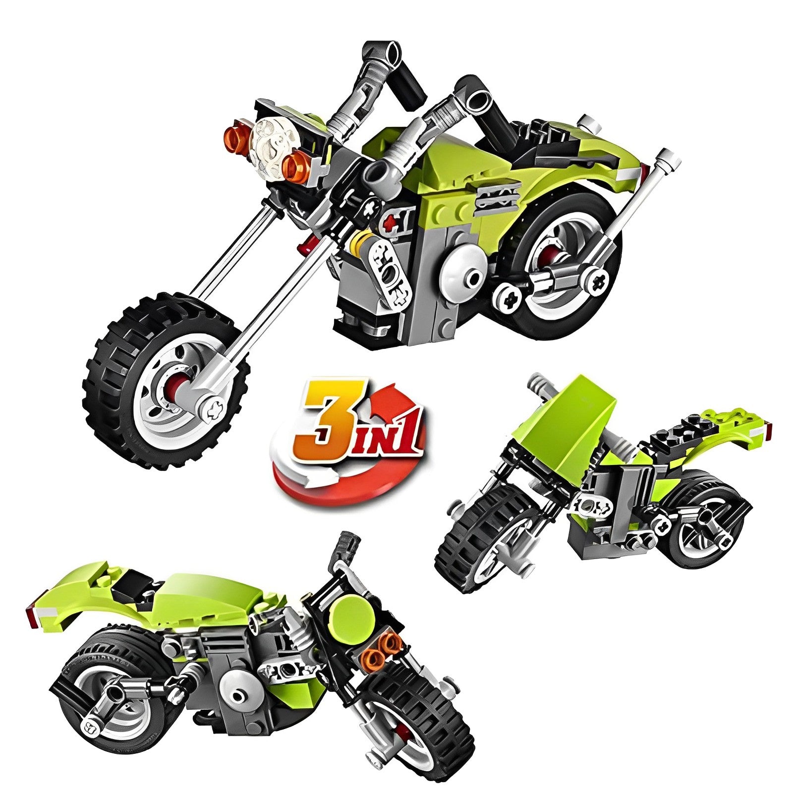 129Pcs Architect 3-In-1 Highway Cruiser Motorcycle Building Blocks Toy