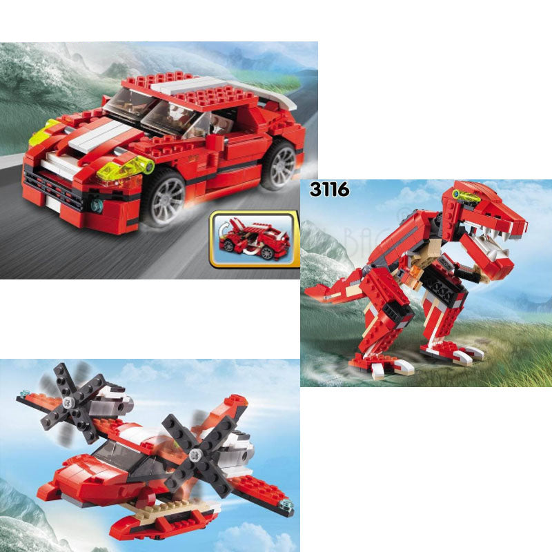 374Pcs Architect Bricks 3 In 1 Dinosaur Car Airplane Building Blocks Set