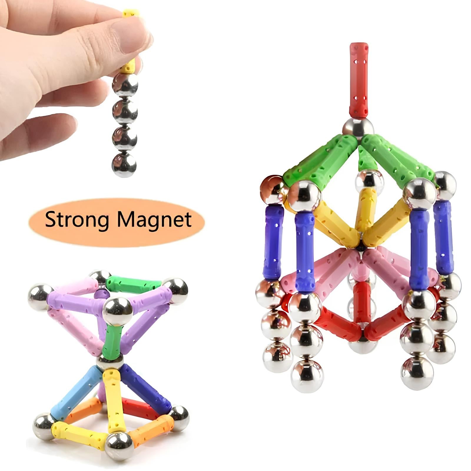 63Pcs Master 3D Stimulating Magnetic Building Construction Sticks And Balls Set