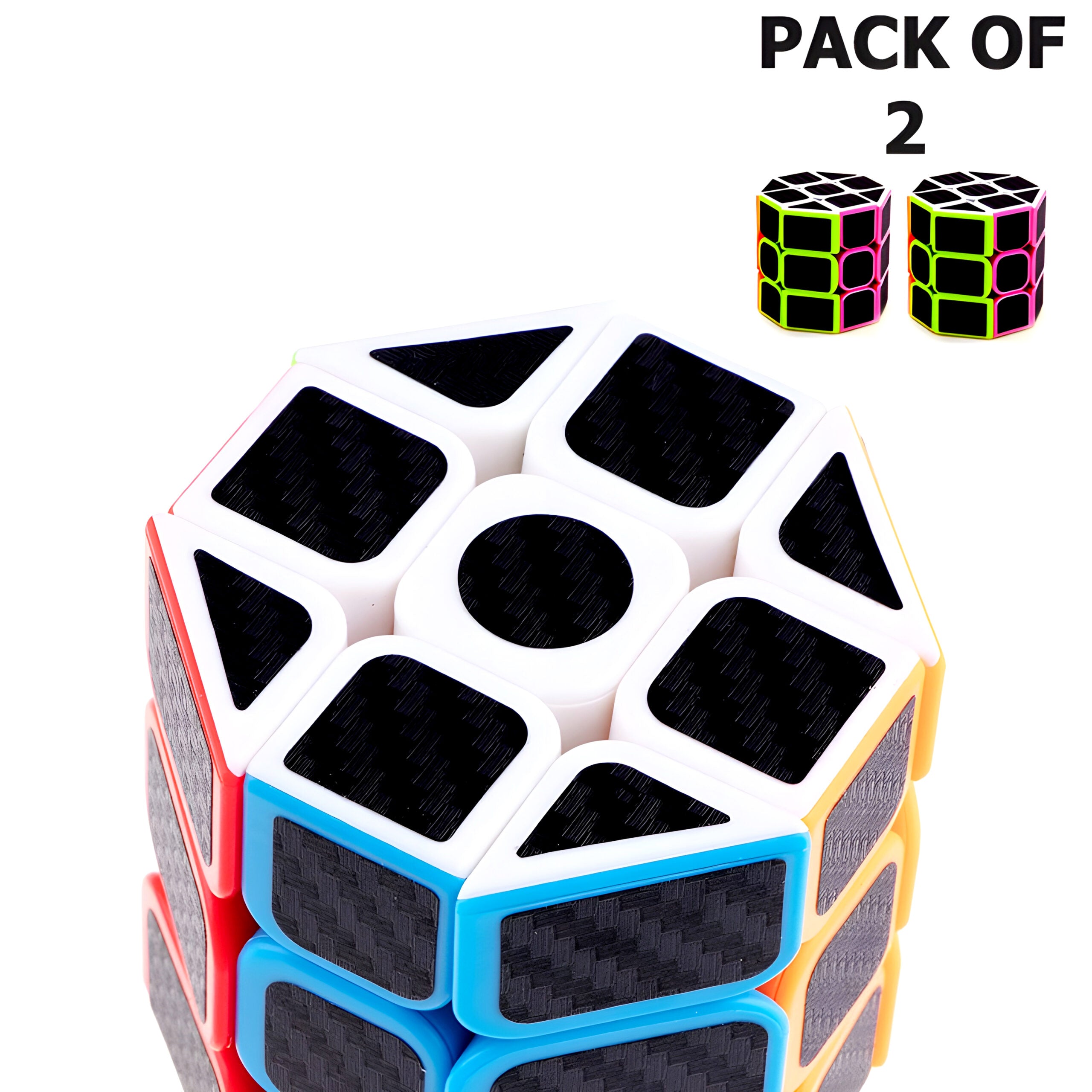 Pack Of 2 Colorful Octagonal Shaped Puzzle Cube Toys (3x3x3)