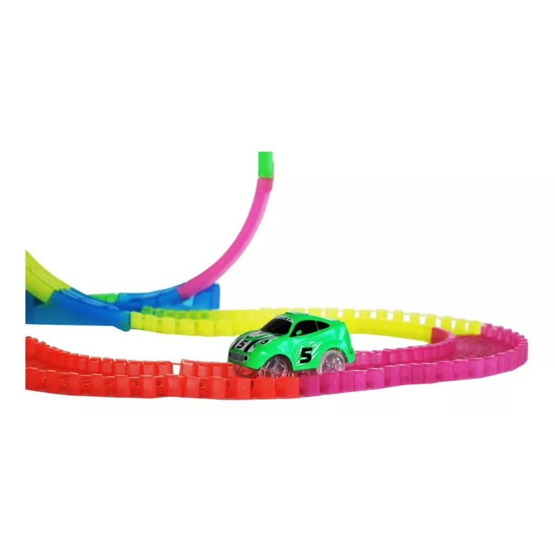 Colorful Glow-in-the-Dark children Race Track 188 pcs and 360° rotation
