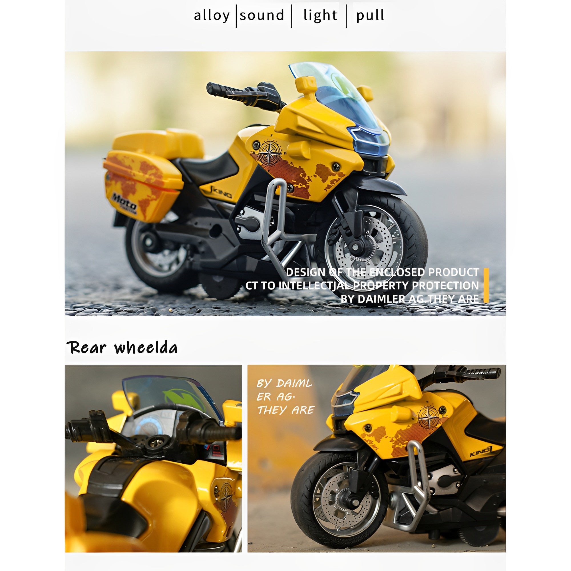 1:14 Friction Powered Alloy Die-Cast Motorbike With Cool Lights Effects And Music