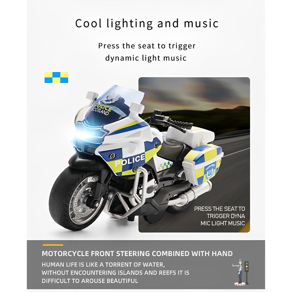 1:14 Friction Powered Alloy Die-Cast Motorbike With Cool Lights Effects And Music