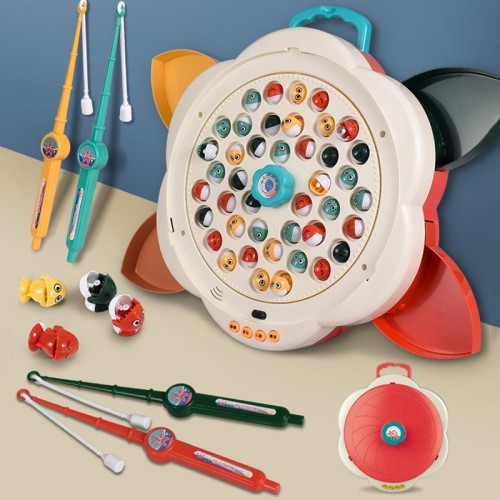 Fishing Multifunctional 3in1 Hero Magnetic Fish Game Electric Musical Rotating Board Kids Toy