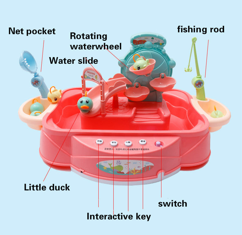 Fishing Kids Rotating Fish Game Plastic Parent-Child Interactive Table Games Hand-Eye Coordination Toys