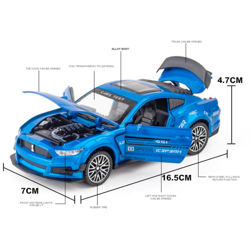 Ford Mustang Shelby GT500 High Simulation Super Pull Back with 4 Open Door Car