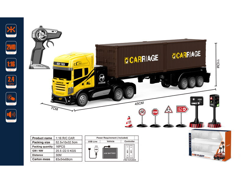 Remote Control Carriage Electronic Construction Truck 2.4Ghz 1:16 Model Lorry Container Transport Truck Mercedes Toy