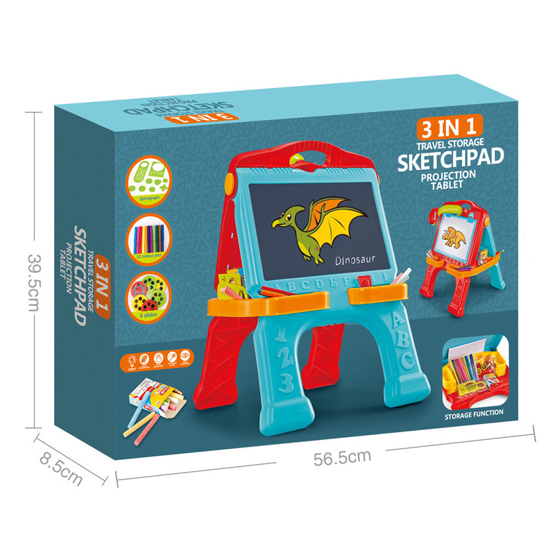 3 In 1 Drawing Projector Tablet Plastic Black Board Chalk White Board Erasable Painting Board Set Kids