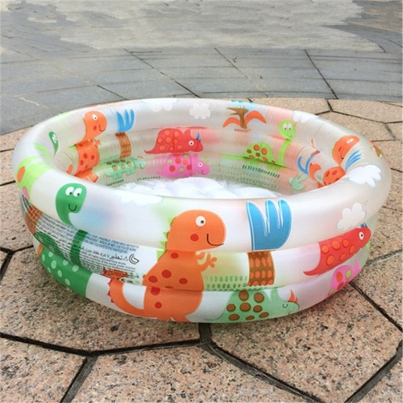Portable 3 Rings Baby Swimming Pool Outdoor Inflatable Bathtub Cartoon Patterns