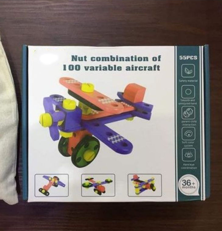 Nuts Bolts 100 Variations Aircraft Assemble Educational Kids Toys